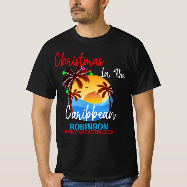 Christmas in The Caribbean Colorful Ship Trip T-Shirt (Front)