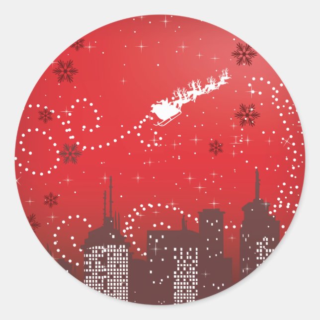 Christmas in the city customizable urban classic round sticker (Front)