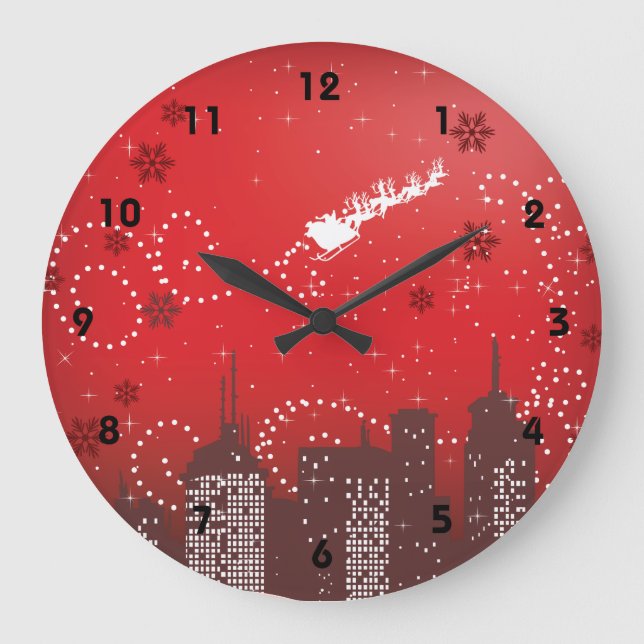 Christmas in the city customizable urban large clock (Front)