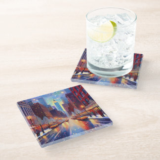 Christmas in the City Glass Coaster