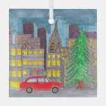 Christmas In The City  Glass Ornament at Zazzle