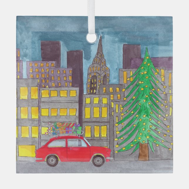 Christmas in the City  Glass Ornament (Front)