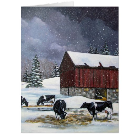 Christmas in the Country, Holstein Cows Painting (Front)