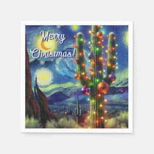 Christmas in the Desert Saguaro Cactus Magnet Napkins
