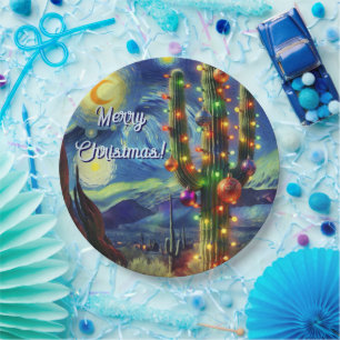 Christmas in the Desert Saguaro Cactus Magnet Paper Plates