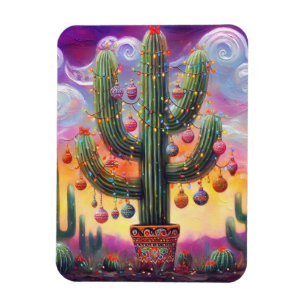 Christmas in the Desert Southwest Saguaro Cactus Magnet