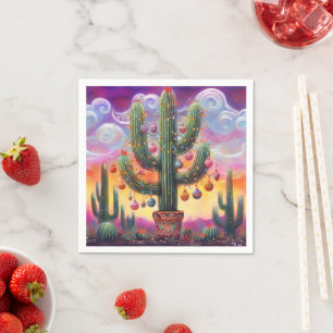 Christmas in the Desert Southwest Saguaro Cactus Napkins