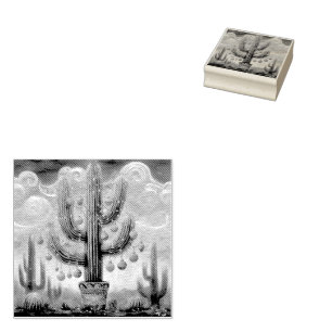 Christmas in the Desert Southwest Saguaro Cactus Rubber Stamp