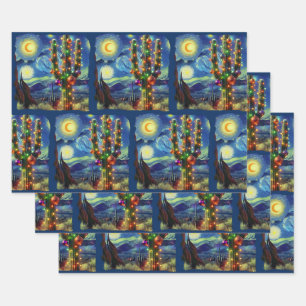 Christmas in the Desert Southwest Saguaro Cactus Wrapping Paper Sheets