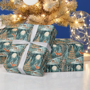 Christmas in the Forest Nature Illustration  Wrapping Paper