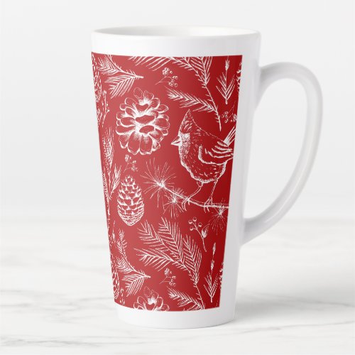 Christmas in the Forest Winter Bird and Berries Latte Mug