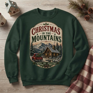 Christmas in the Mountains Vintage Red Truck Sweatshirt