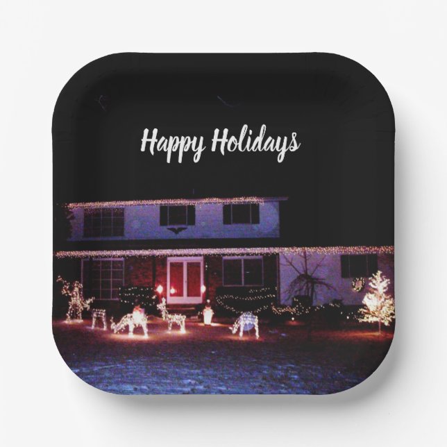 CHRISTMAS IN THE NEIGHBORHOOD card Paper Plates (Front)