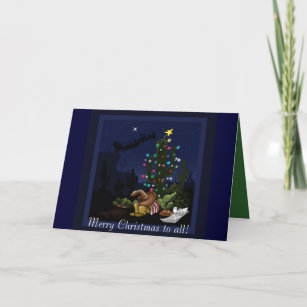 Christmas in the southwest lit up cactus holiday card