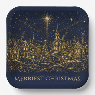 Christmas in the Stars | Christmas Village Paper Plates