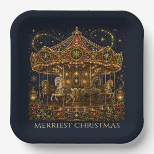 Christmas in the Stars Horse Carousel Paper Plates