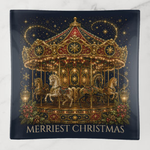 Christmas in the Stars Horse Carousel Trinket Tray