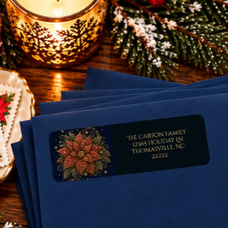 Christmas in the Stars | Poinsettia Address Label
