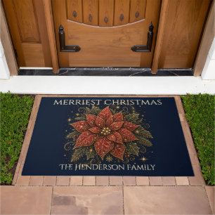 Christmas in the Stars Poinsettia Doormat