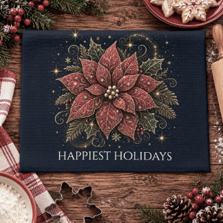 Christmas in the Stars | Poinsettia Kitchen Towel