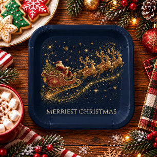 Christmas in the Stars Santa's Sleigh Paper Plates