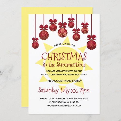 Christmas in the Summertime BBQ Party Invitation