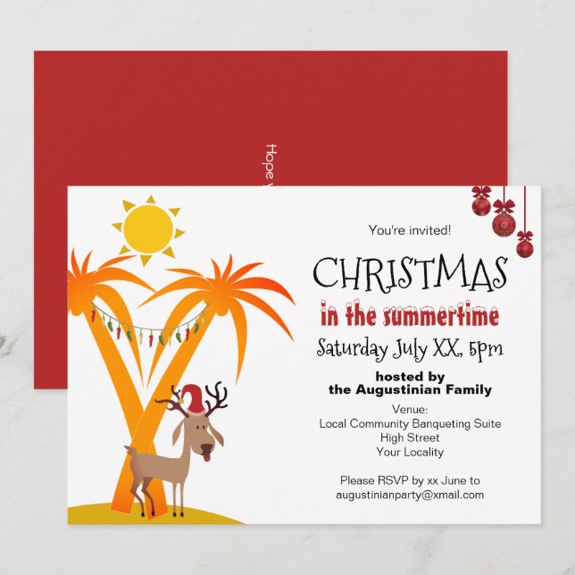 Christmas in the Summertime Party Invitation (Front/Back)
