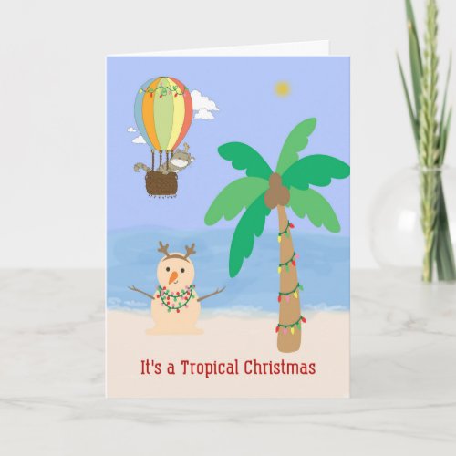 Christmas in the Tropics Palm Tree  Sand Snowman Card