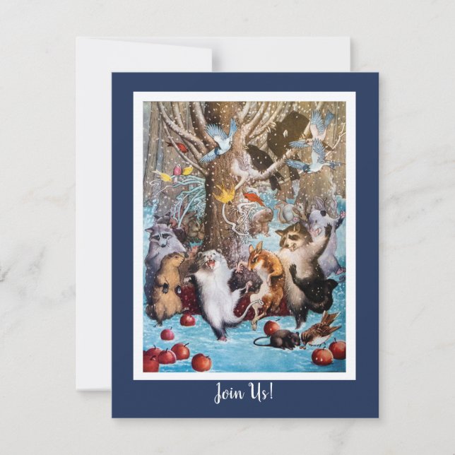 Christmas in the Woods Funny Animals Invitation (Front)