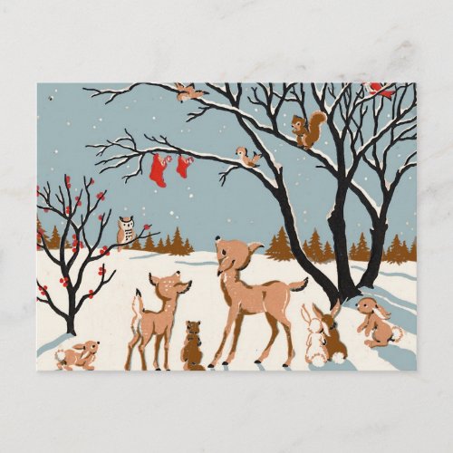 Christmas in the Woods Holiday Postcard