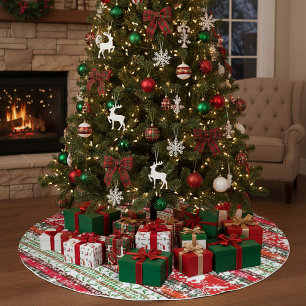 Christmas in the woods with snowflakes brushed polyester tree skirt