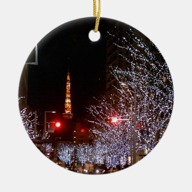 Christmas in Tokyo, Japan Ceramic Ornament (Front)