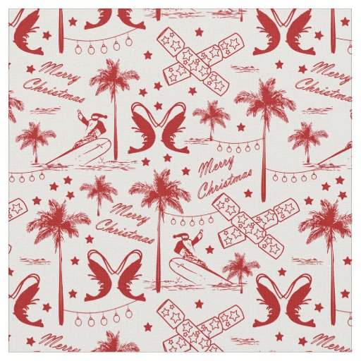 Christmas in Tropical Australia Red Toile  Fabric