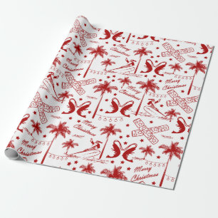 Christmas in Tropical Australia Red Toile Wrapping Paper