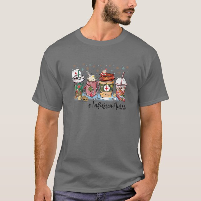 Christmas Infusion Nurse Coffee Latte Hot Cocoa Nu T-Shirt (Front)