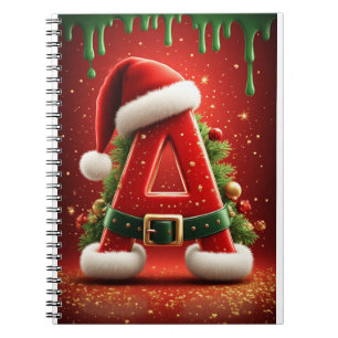 Christmas Initial A For Holiday Gifts Notebook