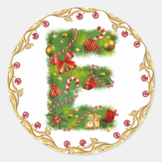 christmas initial E monogram sticker
