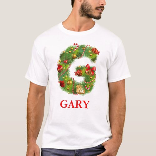christmas initial G monogram tshirt