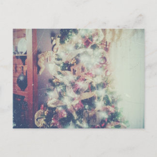 Christmas Inside the Cedar Log Cabin Postcard