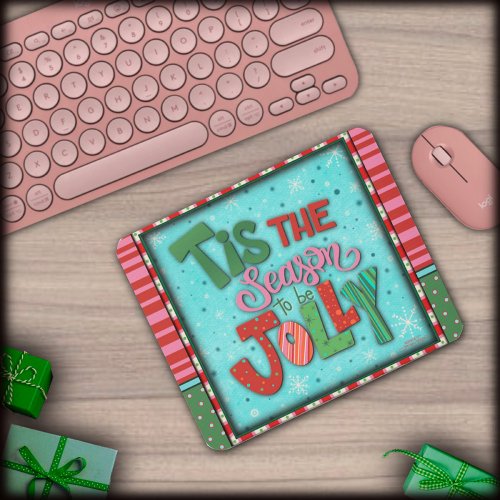 Christmas Inspirivity Hand Written Jolly Red Green Mouse Pad
