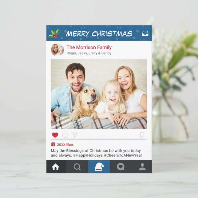 Christmas Instagram Frame Holiday Greetings Photo (Standing Front)