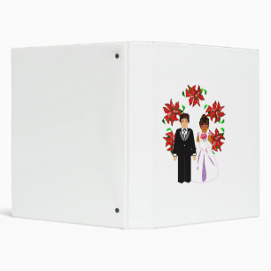 Christmas Interracial Wedding Couple With Wreath 3 Ring Binder