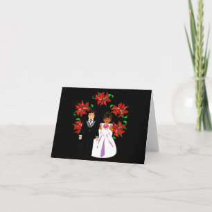 Christmas Interracial Wedding Couple With Wreath Holiday Card