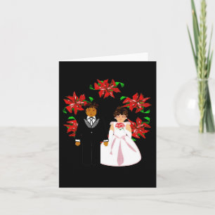 Christmas Interracial Wedding Couple With Wreath I Holiday Card
