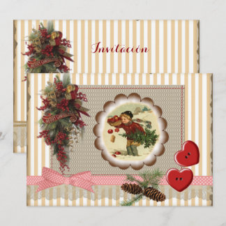 Christmas invitation scrapbooking vintag style