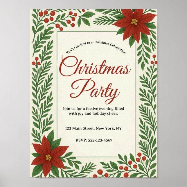Christmas Invitation Template – Holiday Party Poster (Front)
