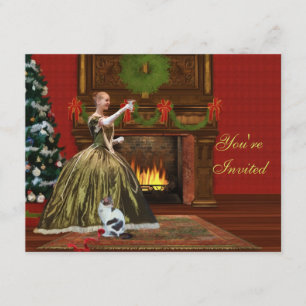 Christmas Invitation, Vintage Holiday Home Invitation