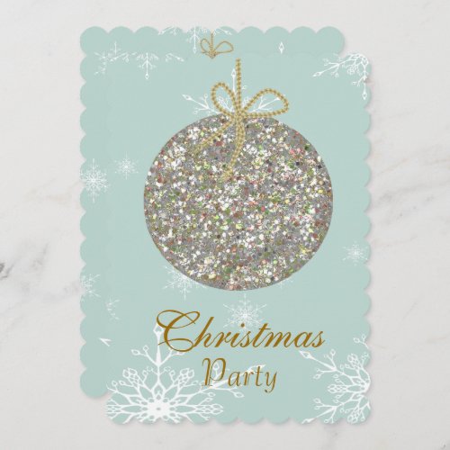 Christmas Invitations with ornaments and snowflake