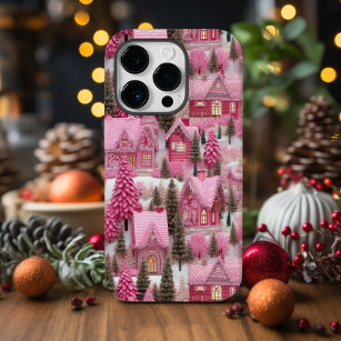 Christmas iPhone 14 Case, Pink, Clay 3D Illusion Case-Mate iPhone 14 Pro Case