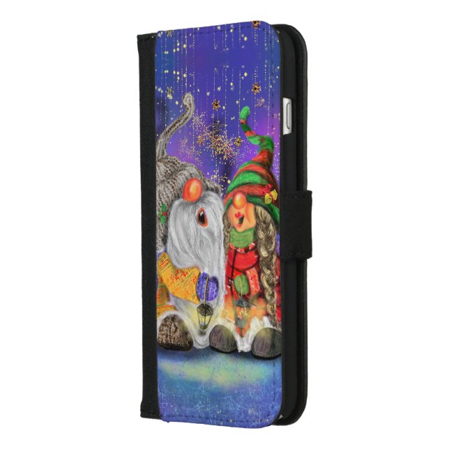 Christmas iPhone Wallet Case Gift Happy Gnomes (Left)